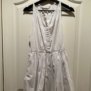 White sleeveless striped dress
